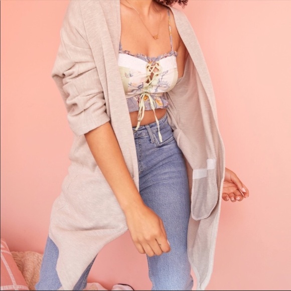 DONNI Ribbed Sweater Coat Grey One Size Fits All - Picture 5 of 10